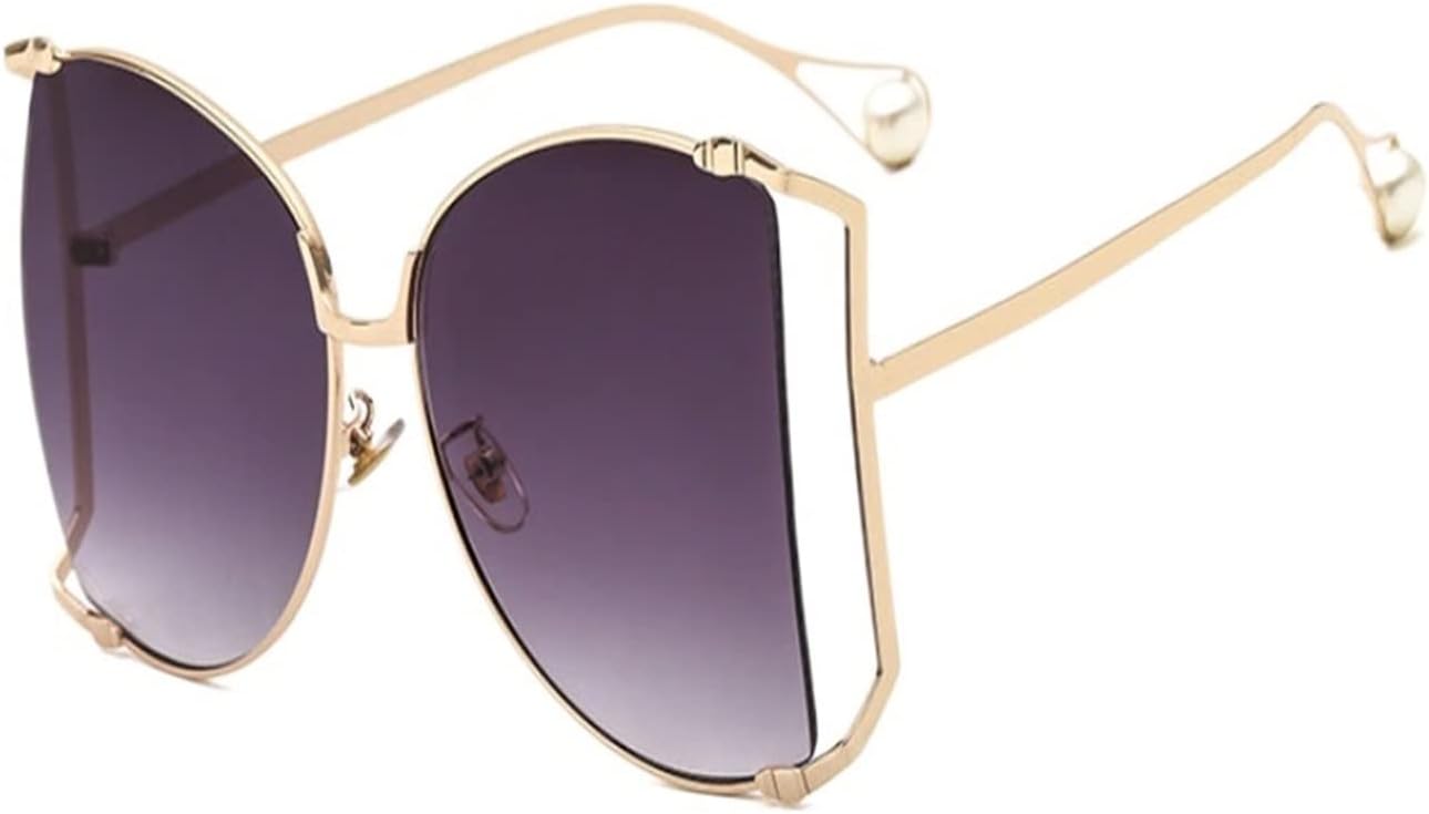 

Новые дизайнерские очки в полуободковой оправе для женщин, квадратные солнцезащитные очки с жемчужным блеском, модные очки большого размера с прозрачными линзами YGDBXHYD, C1 Gold Gray