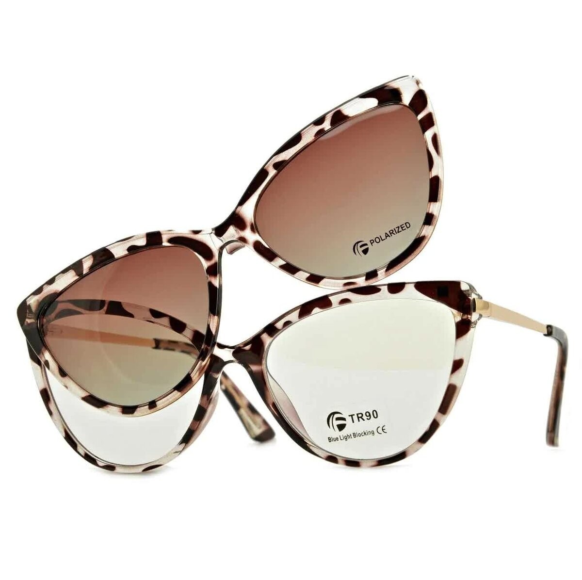 

Женские компьютерные очки «кошачий глаз» с солнцезащитной козырьком на клипсе 2593-1 Stylion