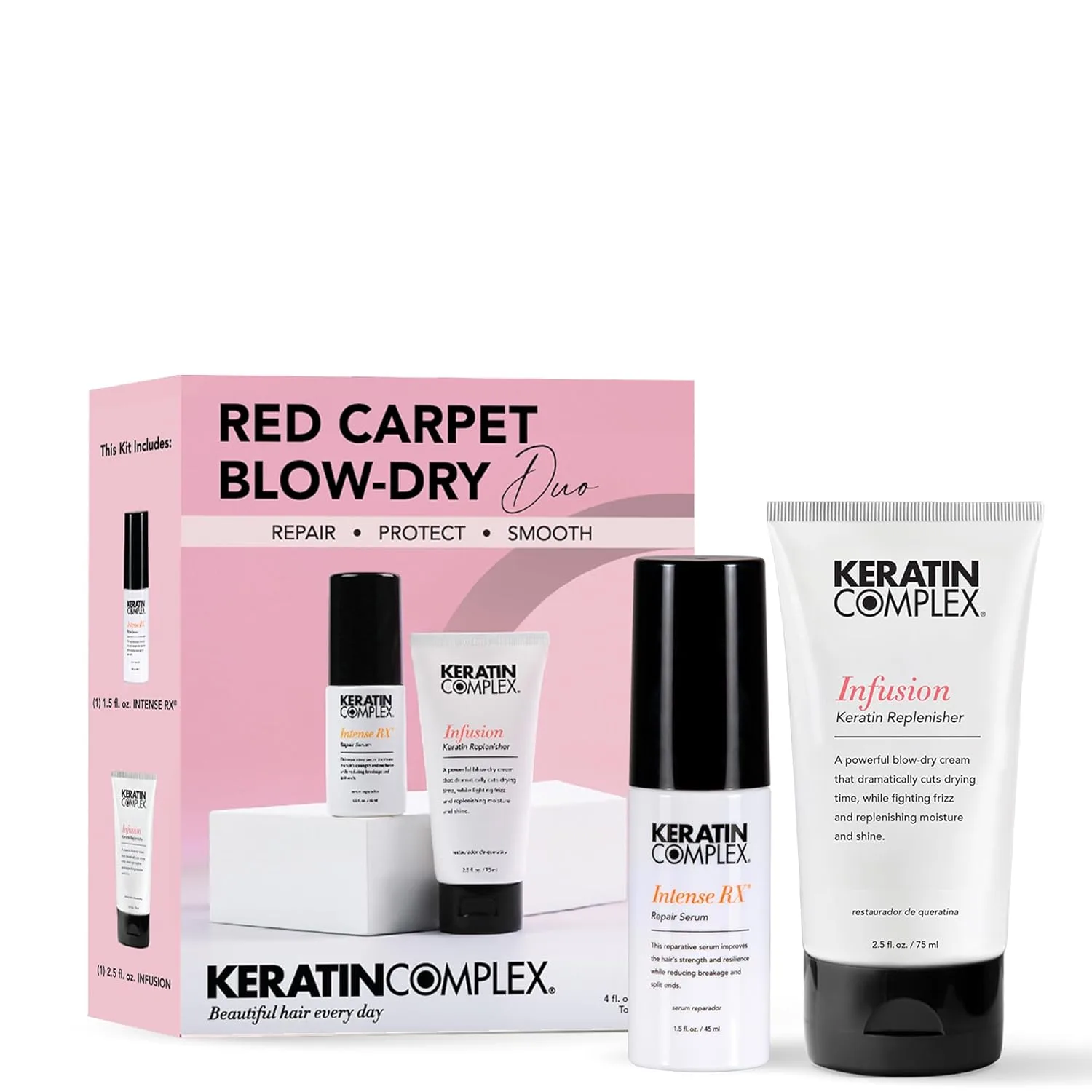 Keratin Complex Red Carpet Blow Dry Kit: Infusion Keratin Replenisher, 74 мл и Intense RX Repair Serum, 44 мл