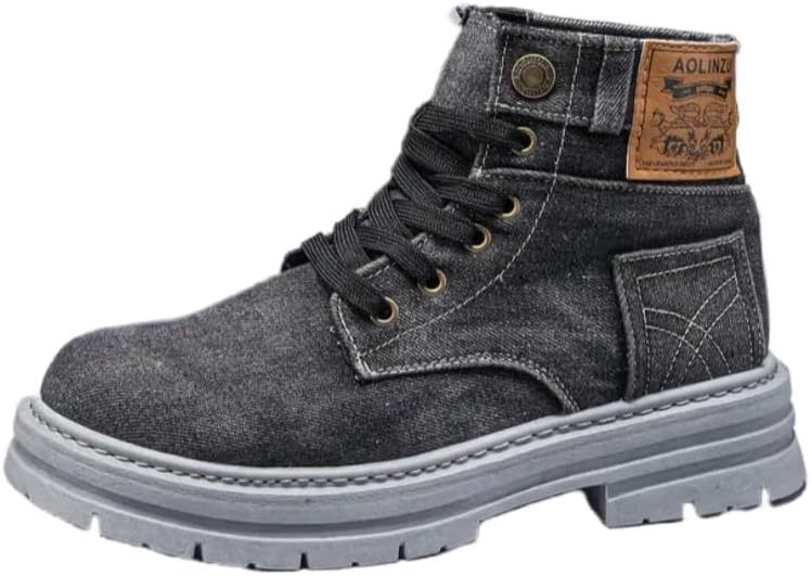 

Мужские высокие кеды однотонного цвета - круглый носок, шнуровка, верх из прочной искусственной кожи, противоскользящая резиновая подошва, обувь для всех сезонов на каждый день и для активного отдыха Clolinde, черный