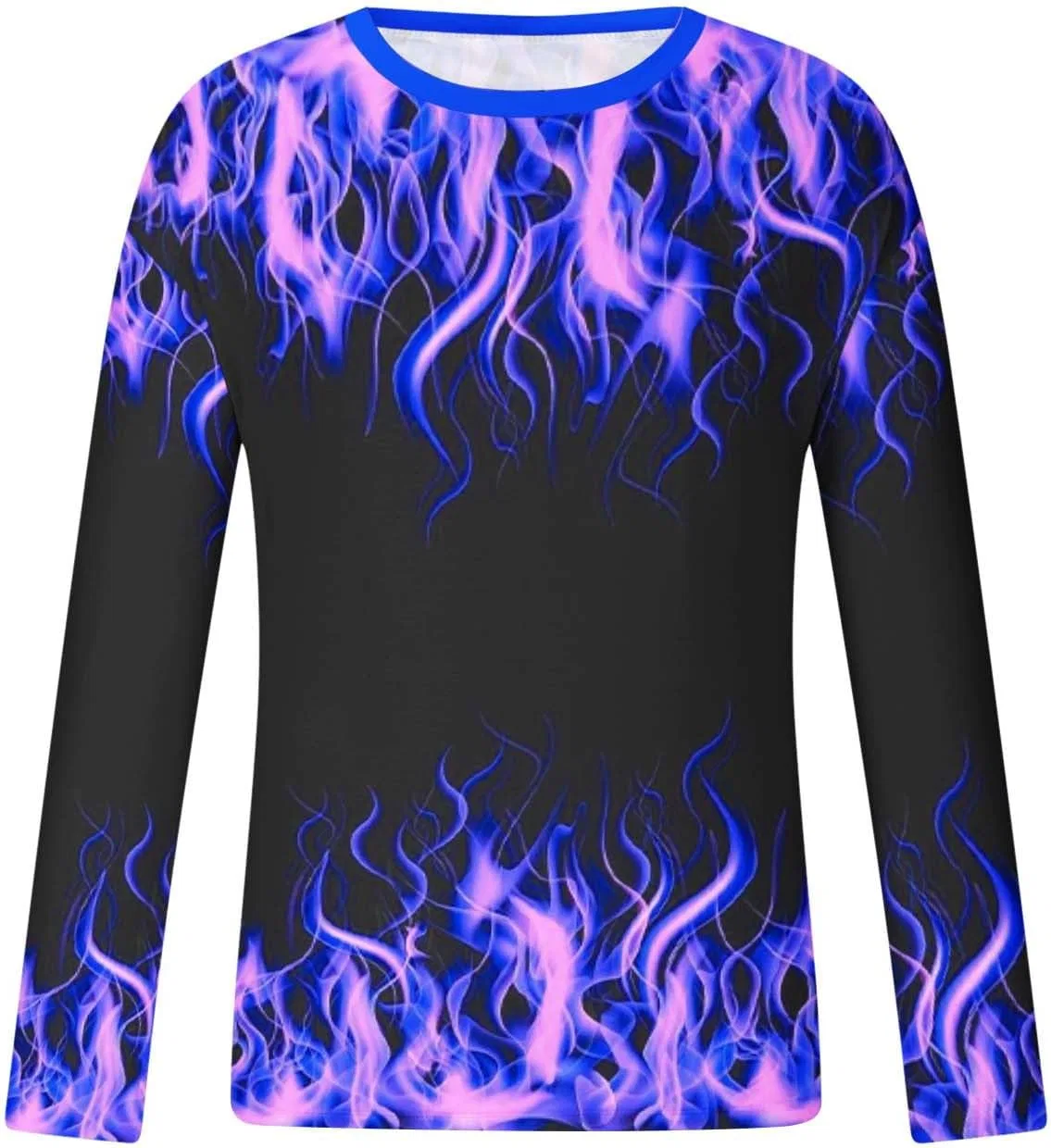 Футболка с длинным рукавом 3D Flame Print, мужская, спортивная, повседневная, фиолетовая — фото 4