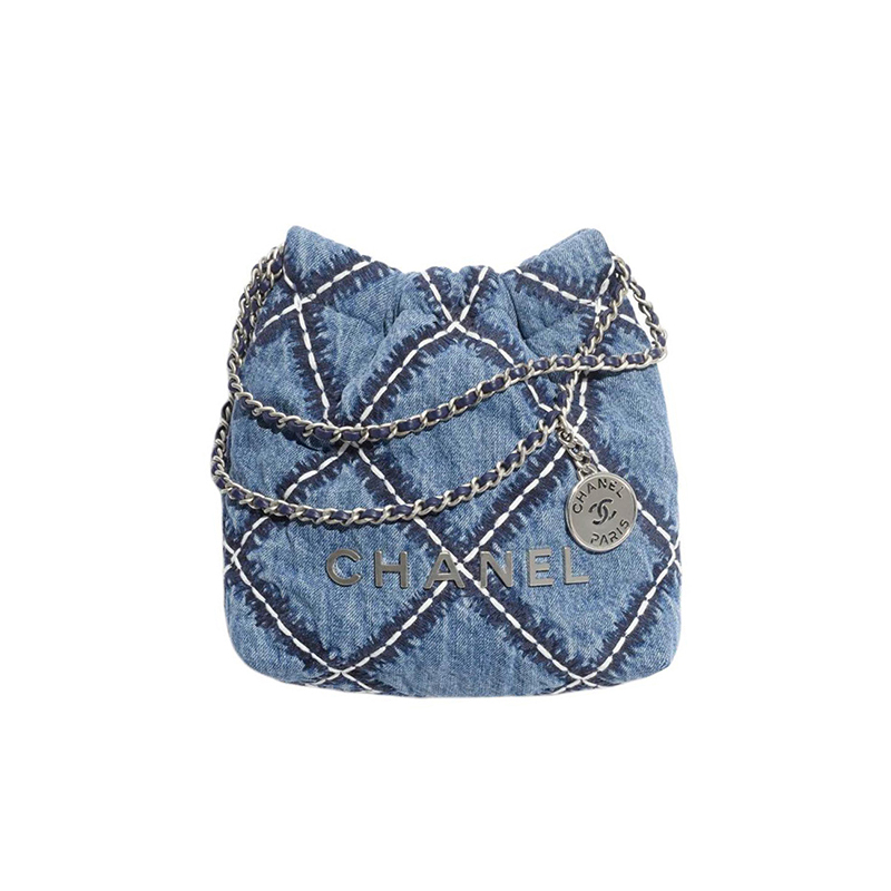 

Chanel Сумка-ведро из джинсовой ткани и металла, наплечная сумка, мини-сумка через плечо для женщин, синяя