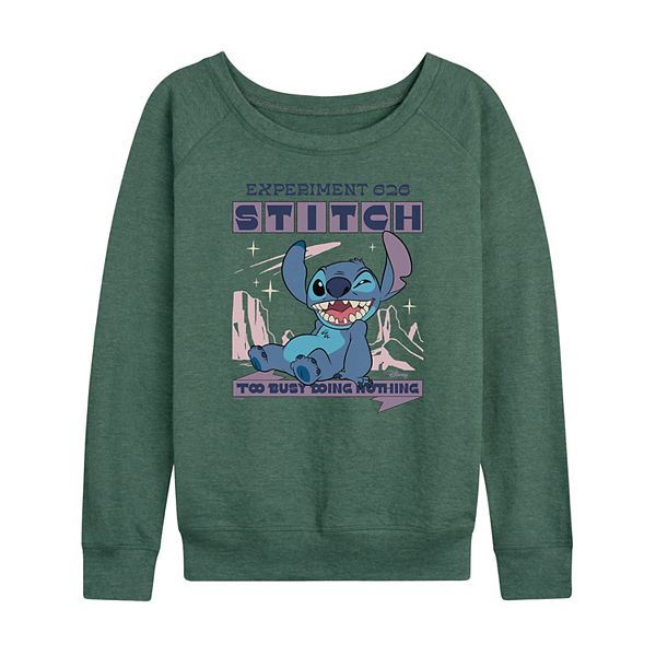 

Женская футболка с длинным рукавом Lilo & Stitch Too Busy Doing Nothing из френч терри Disney, Heather Juniper