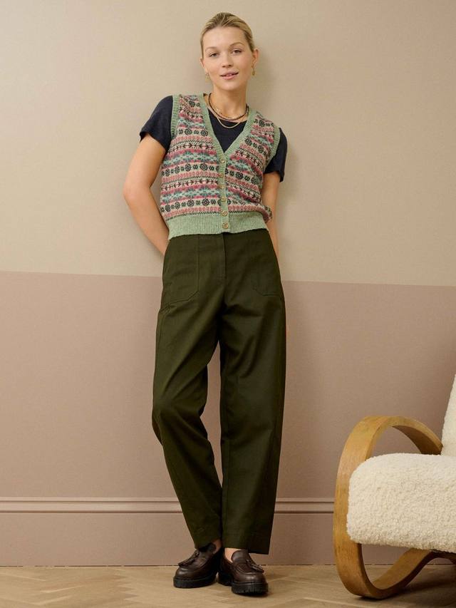 

Кардиган без рукавов Fair Isle из чистой шерсти Brora, Green/Multi