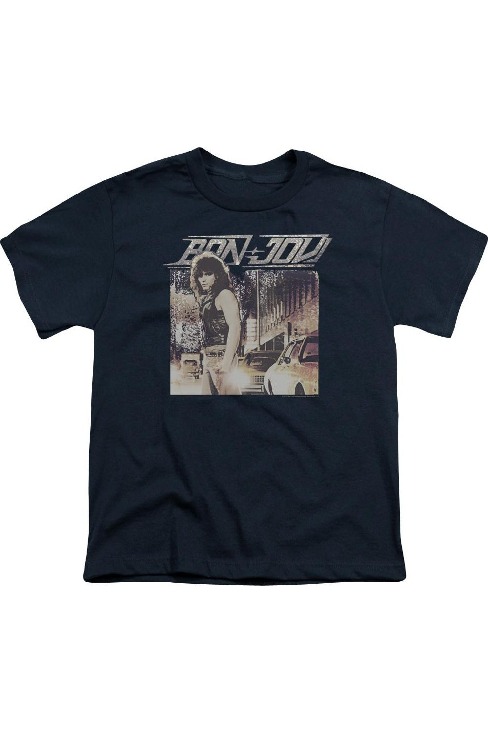 

Футболка Bon Jovi Runaway Jon с коротким рукавом для подростков Gildan, темно-синий