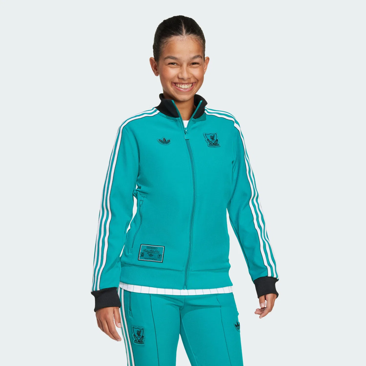 Спортивная толстовка на молнии Adidas Originals FC Liverpool Terrace Icons зеленого цвета — фото 2