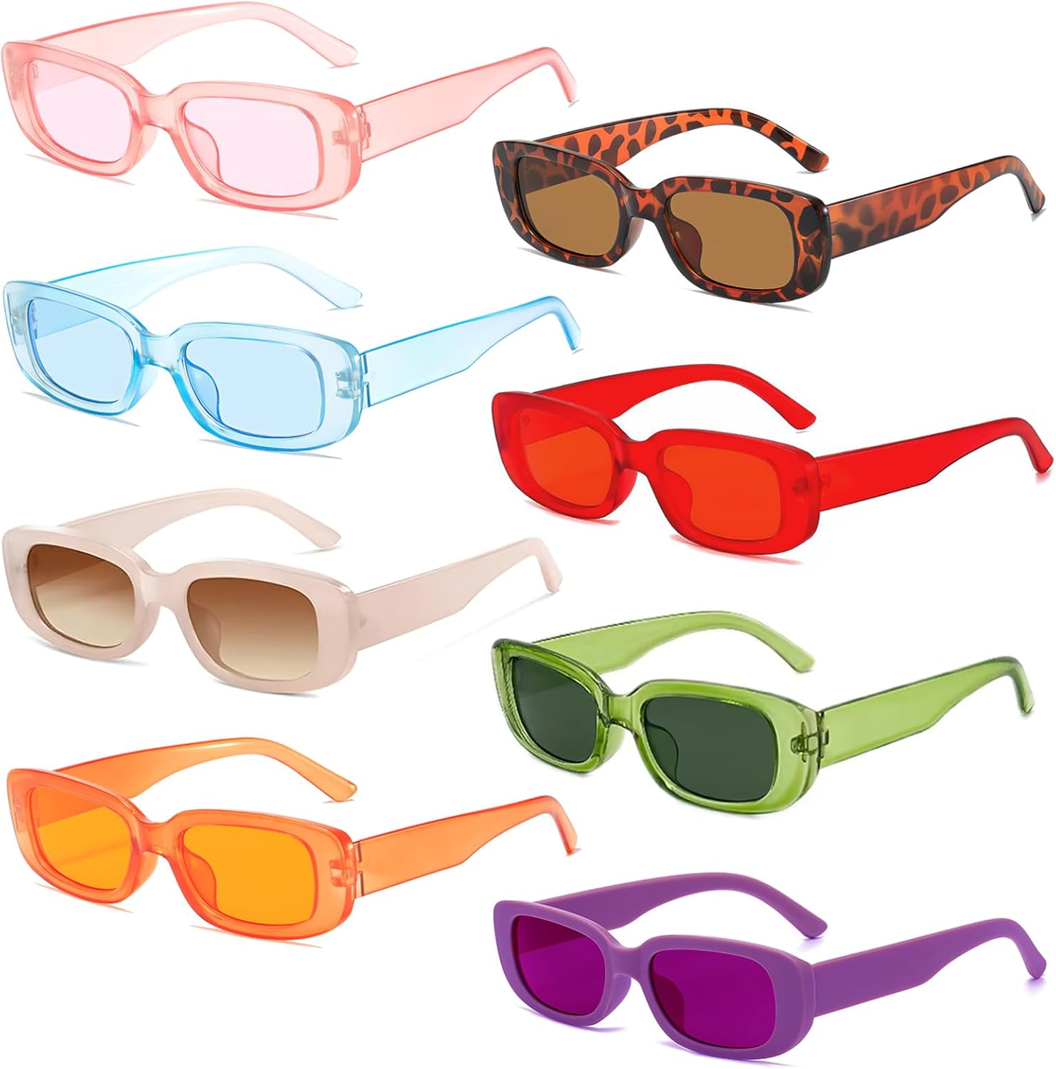 

Изысканная коллекция из 8 уникальных цветных ретро-солнцезащитных очков прямоугольной формы для женщин – идеально подходят для пляжа, вождения и повседневной носки, оранжевый цвет LIULIUBTY, 8 Colors