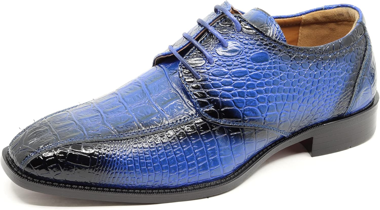 

Мужские туфли оксфорды с шнуровкой и принтом крокодила Croco-03 Metrocharm, синий