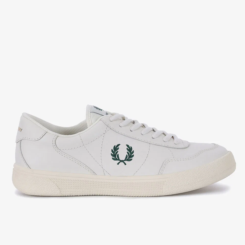 Мужские низкие кеды B11 Leather светло-бежевые с зелёным от Fred Perry