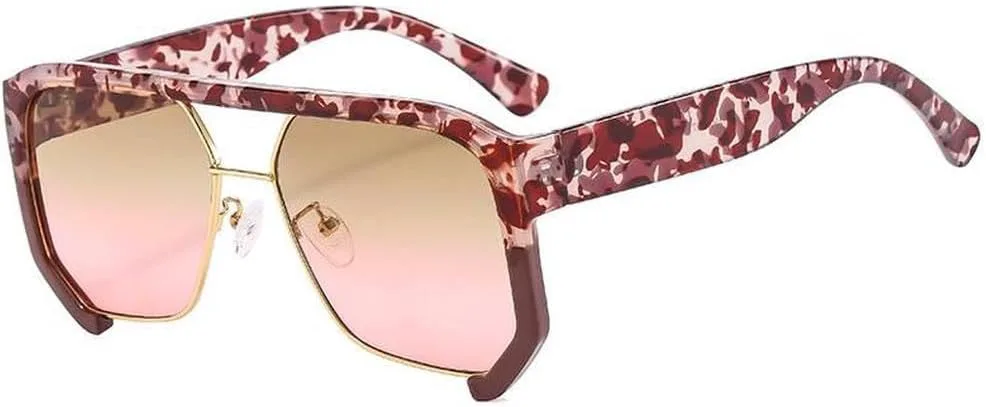 

Большие солнцезащитные очки для женщин и мужчин, с плоской верхней частью, модные мужские солнцезащитные очки в винтажном стиле для активного отдыха MTZJH, Red Flower