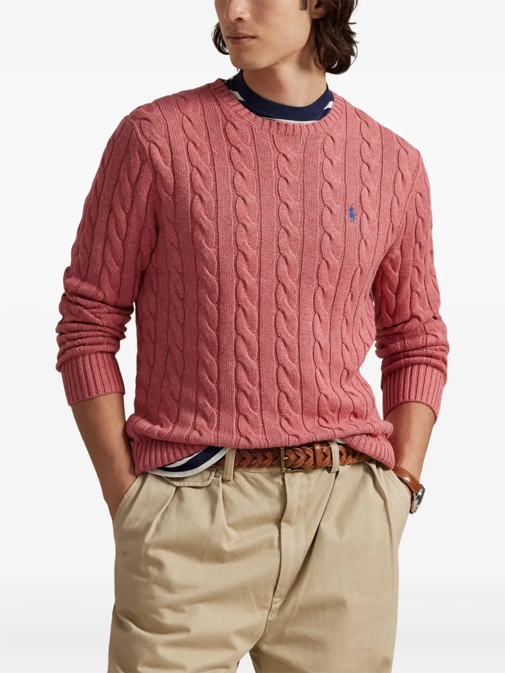 Свитер фактурной вязки Polo Ralph Lauren, розовый — фото 3
