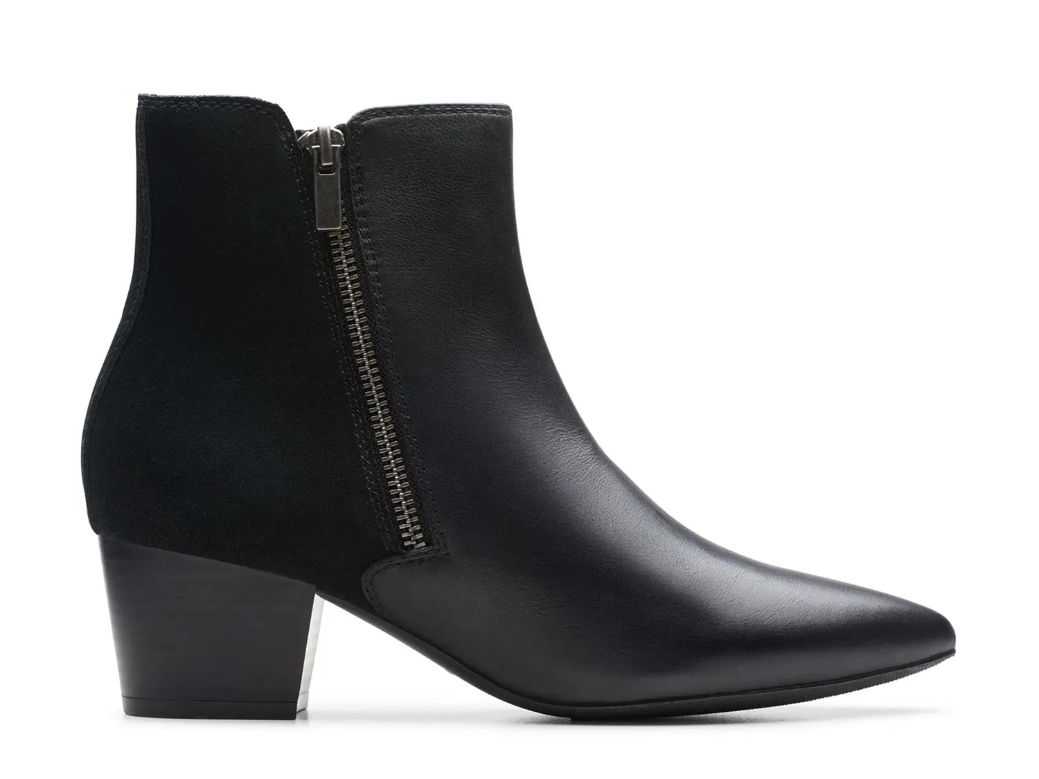 Ботильоны женские Clarks Ellanie Vibe из кожи и замши на каблуке, черные — фото 3