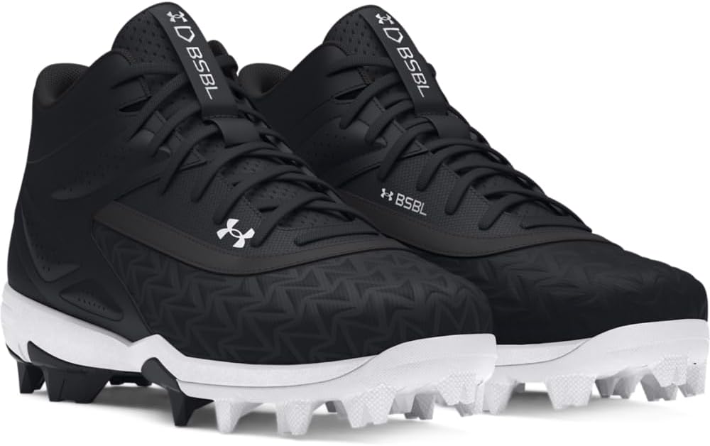 Бейсбольные бутсы Under Armour для мальчиков Leadoff Mid RM JR 3.0, белый/черный — фото 2