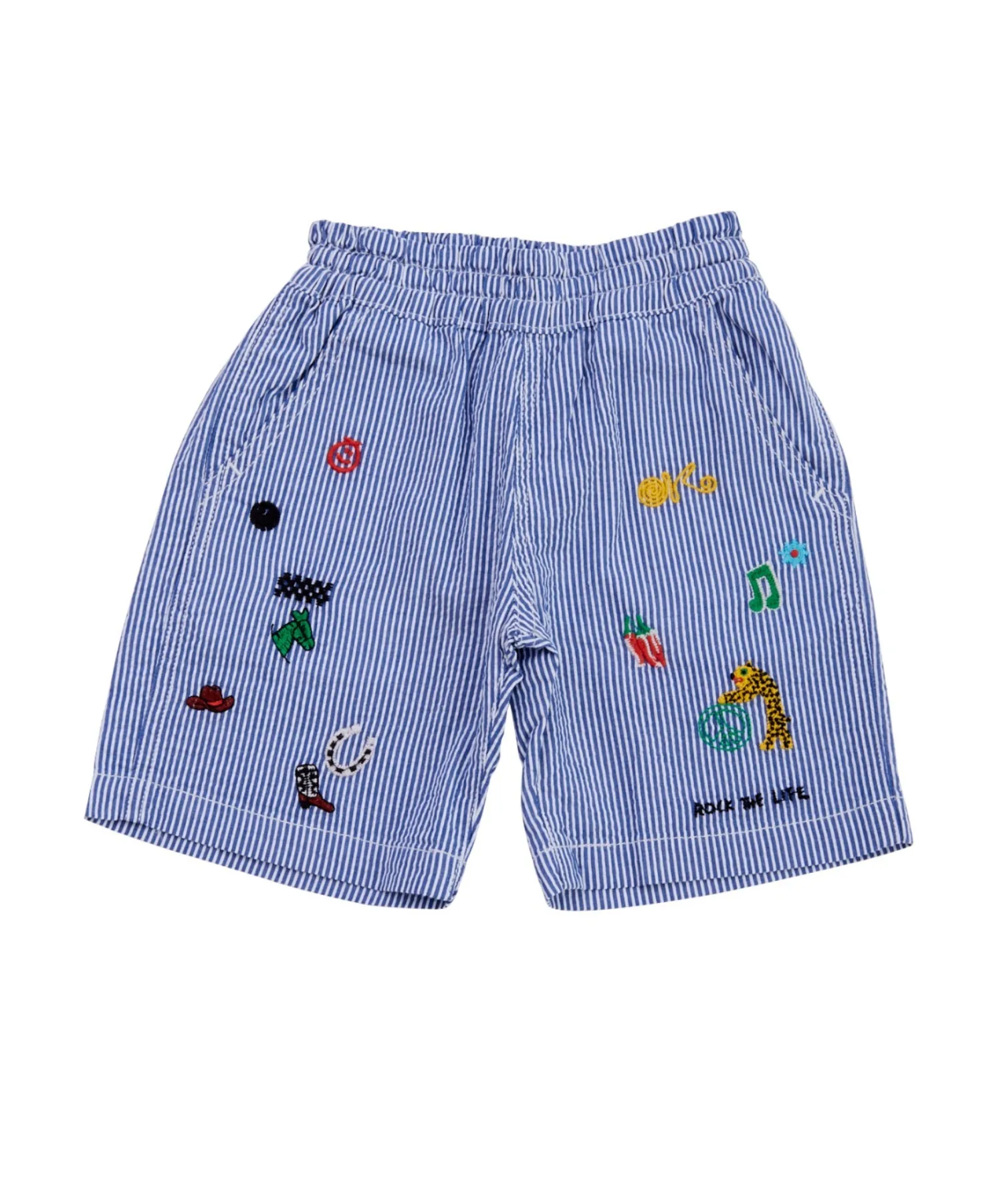 Детские шорты с вышивкой и полоской Ocean&Ground Stitch Shorts разноцветные