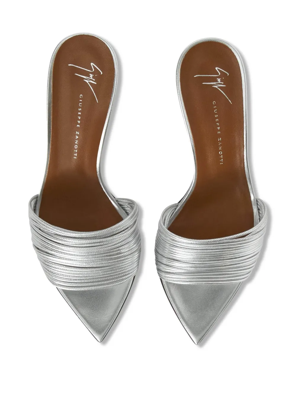 Босоножки с заостренным носком Giuseppe Zanotti, серебяный — фото 4