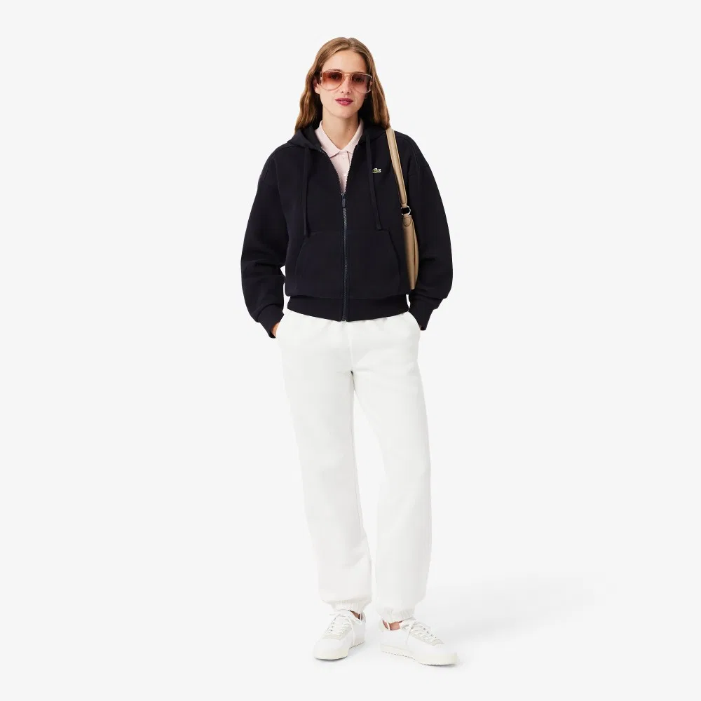 Худи Lacoste Double Face Pique на молнии, тёмно-синяя — фото 4