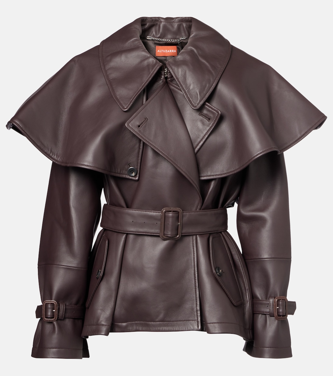 

Кожаная куртка с накидкой Tim Altuzarra, Charred Oak