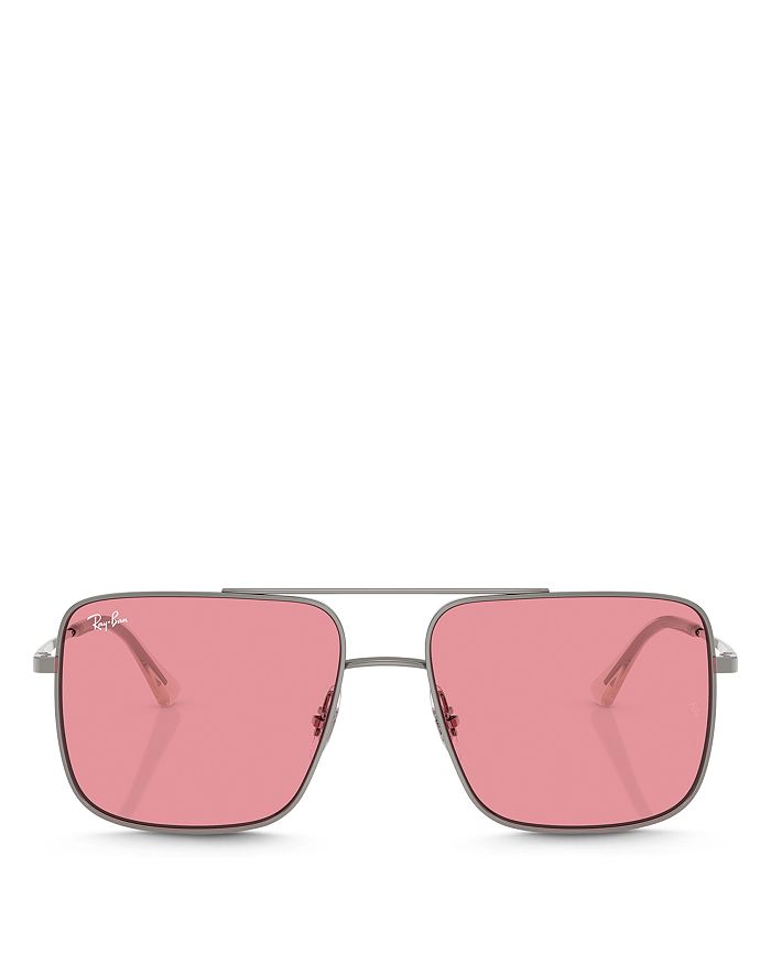 

Квадратные солнцезащитные очки, 56 мм Ray-Ban, розовый