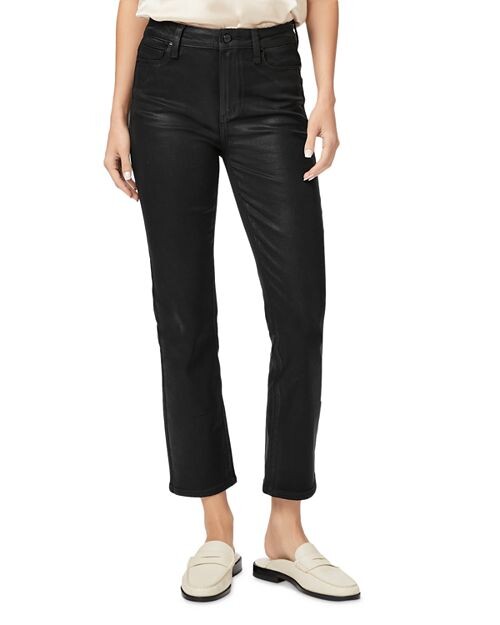

Прямые джинсы Cindy с высокой посадкой и покрытием Black Fog Luxe PAIGE, цвет Black