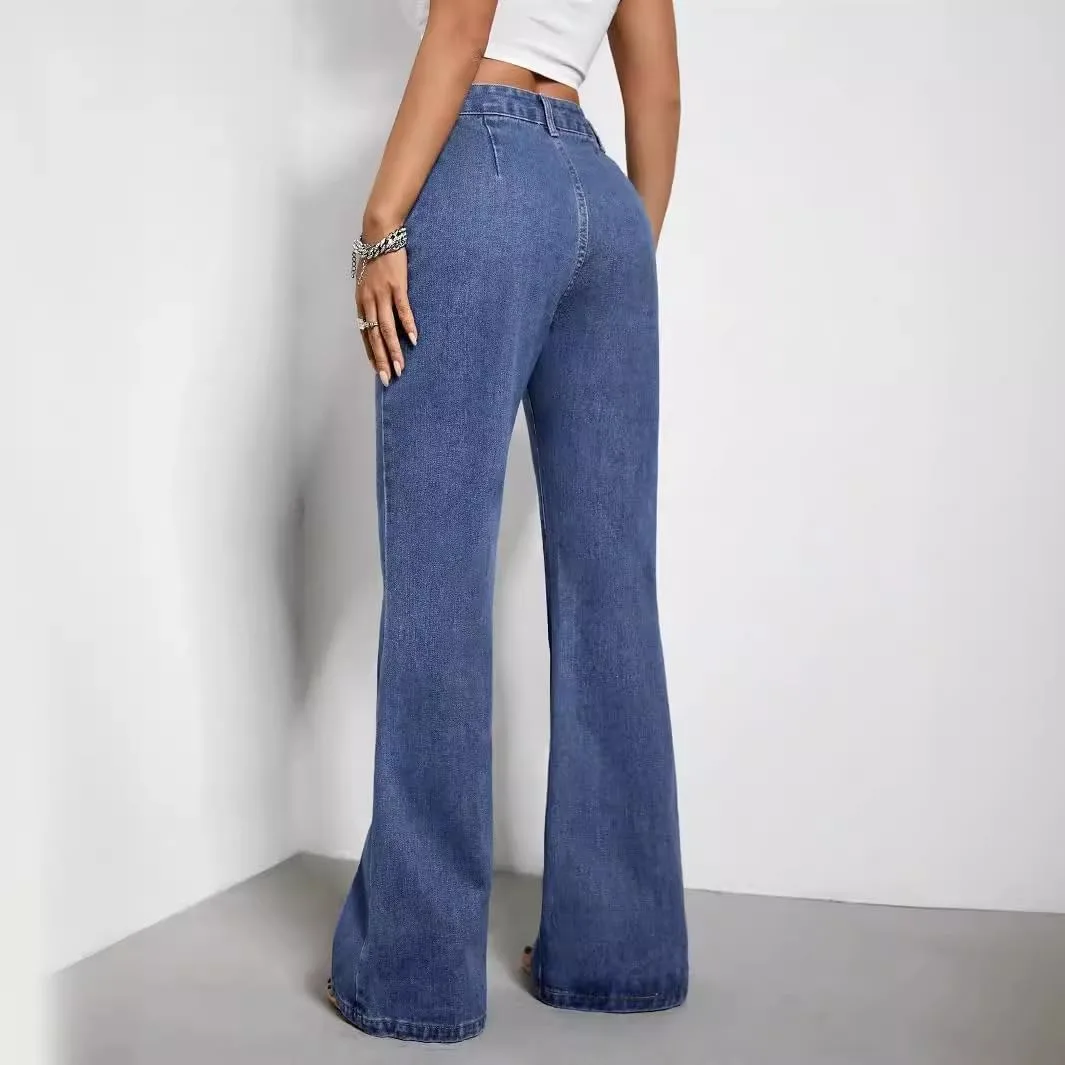 Женские джинсы slim-fit с карманами и молнией — фото 3