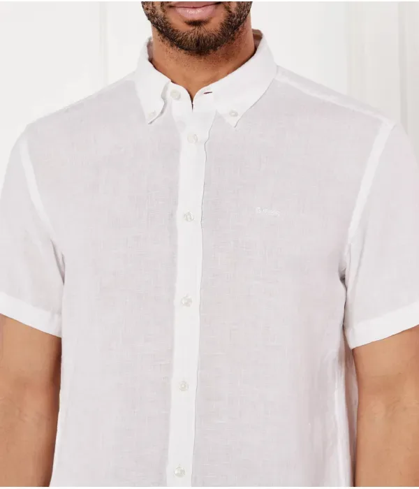 Льняная рубашка H-ROAN-BD-E-SH-C-252 slim fit Boss, белый — фото 4
