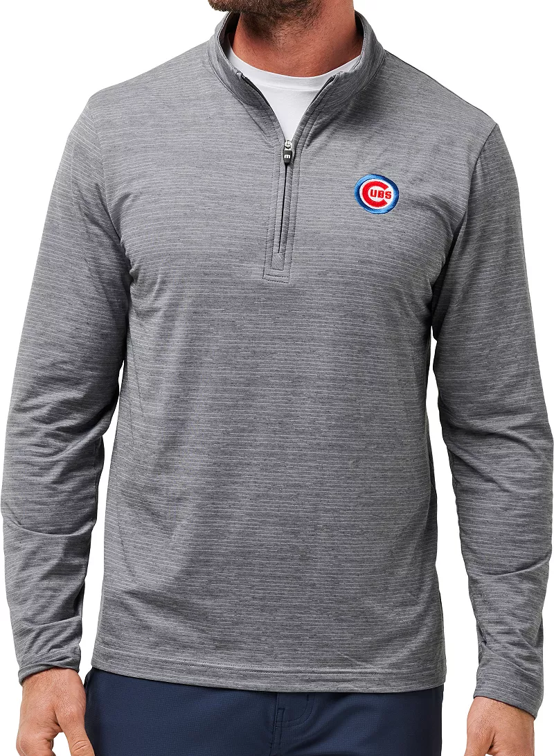 

Мужская футболка Chicago Cubs Grey Heater TravisMathew с молнией 1/4