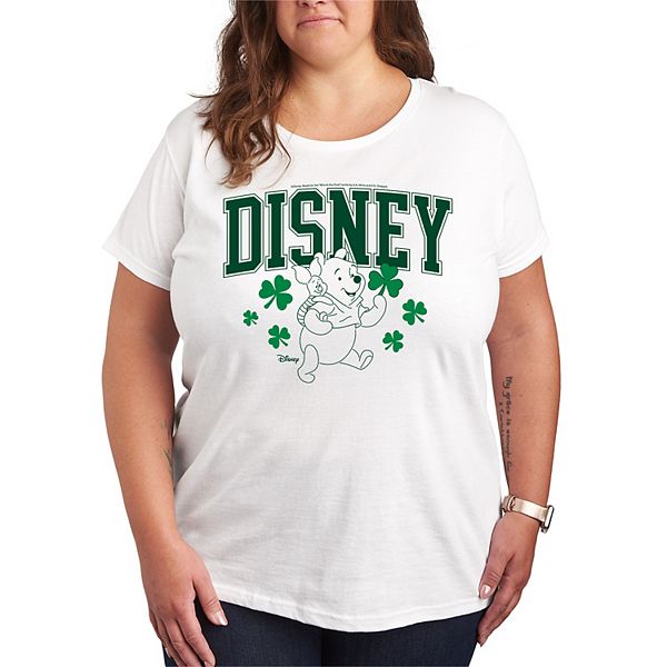 

Футболка с принтом Winnie the Pooh и Piglet, St Patrick's Day, plus size Disney