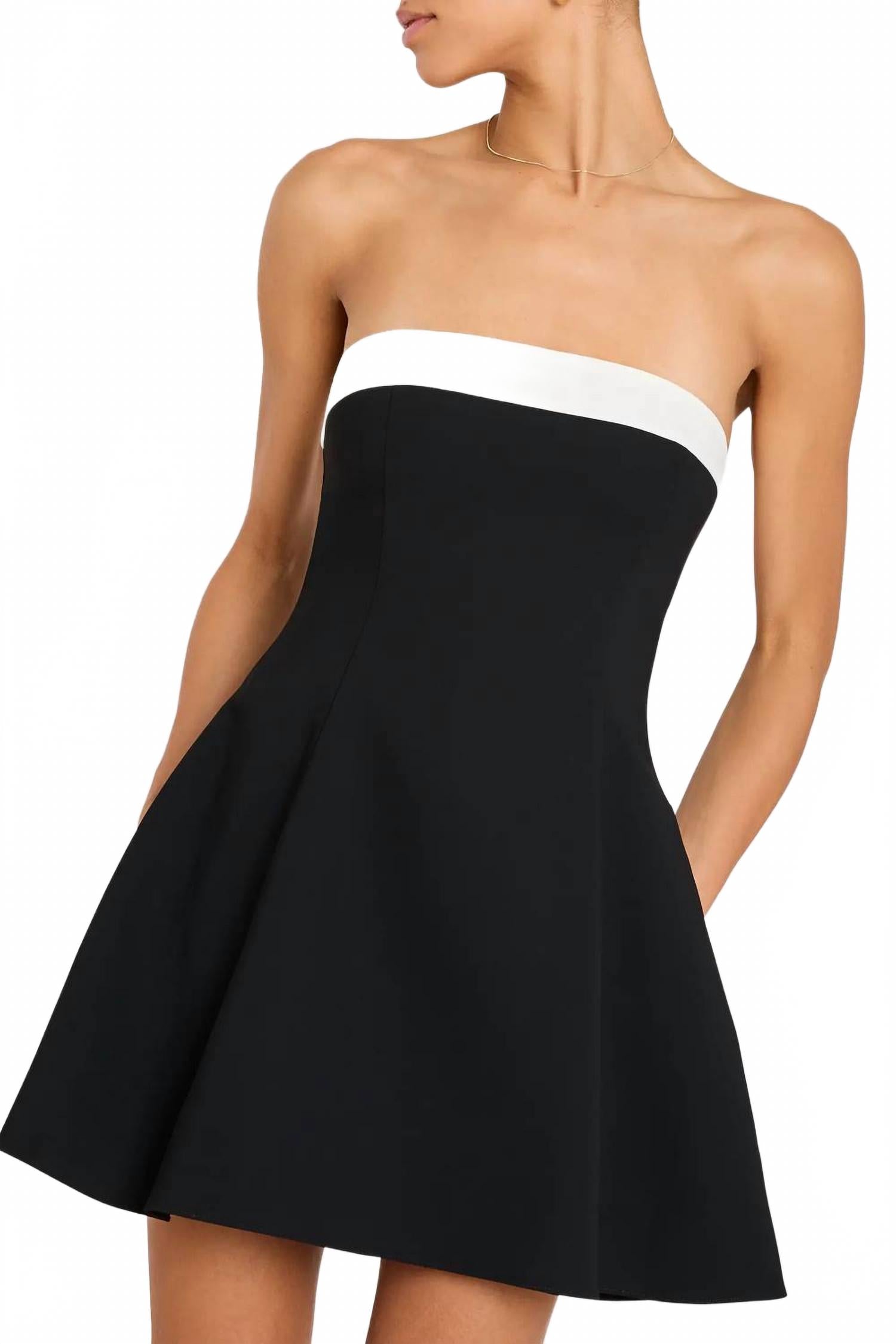 

Кериэль Бесплечевое Мини-платье в черно-бежевом цвете Amanda Uprichard