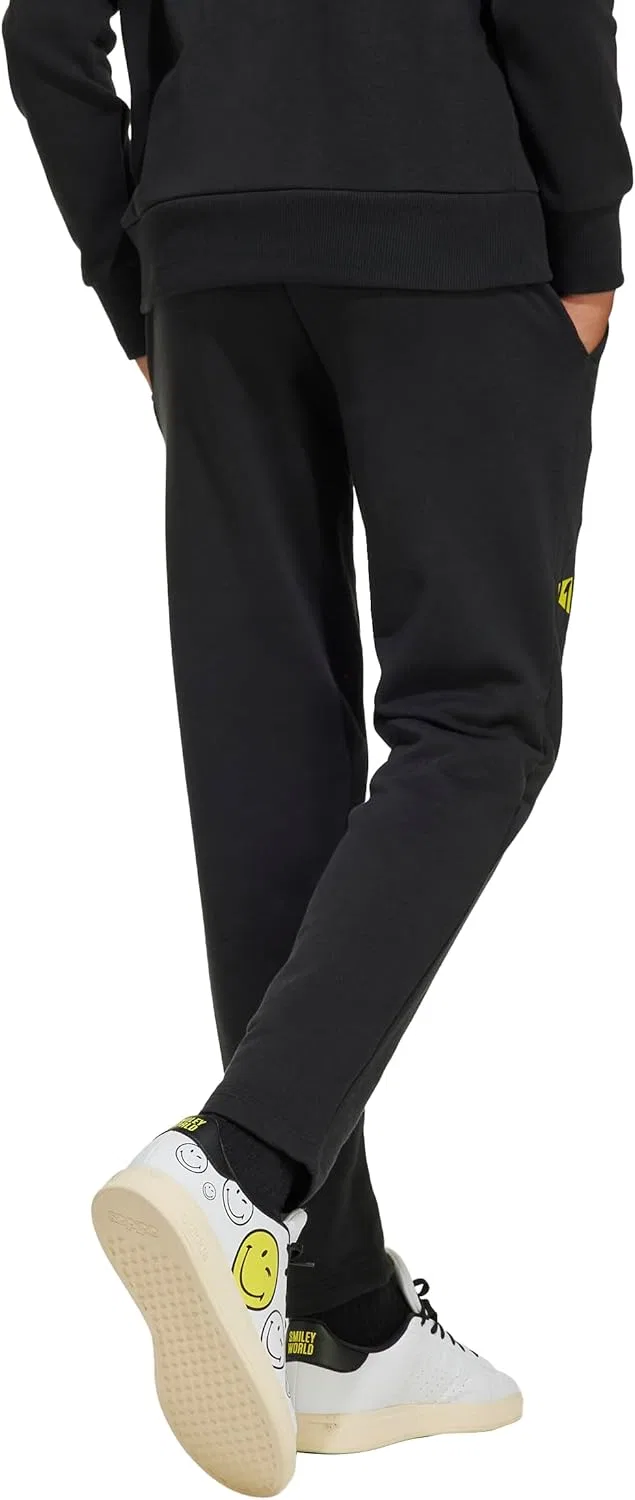 Детские спортивные штаны Adidas Originals Smiley World, черный/ярко-желтый — фото 3
