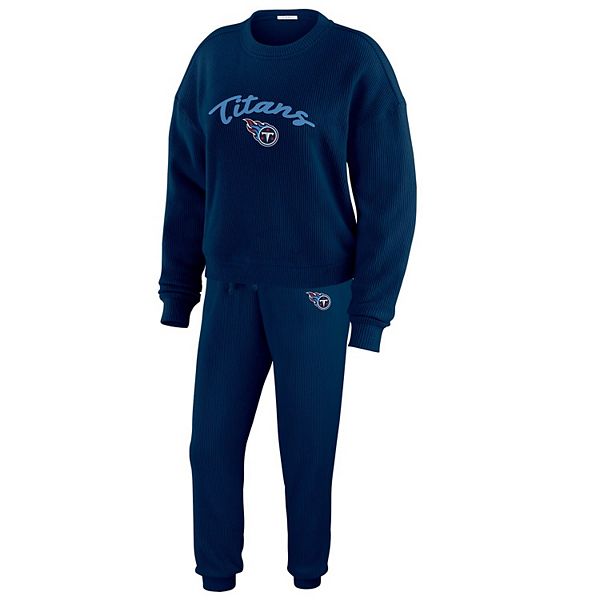 

Женский кремовый сет Tennessee Titans из три-бленда с длинным рукавом и брюками Wear By Erin Andrews