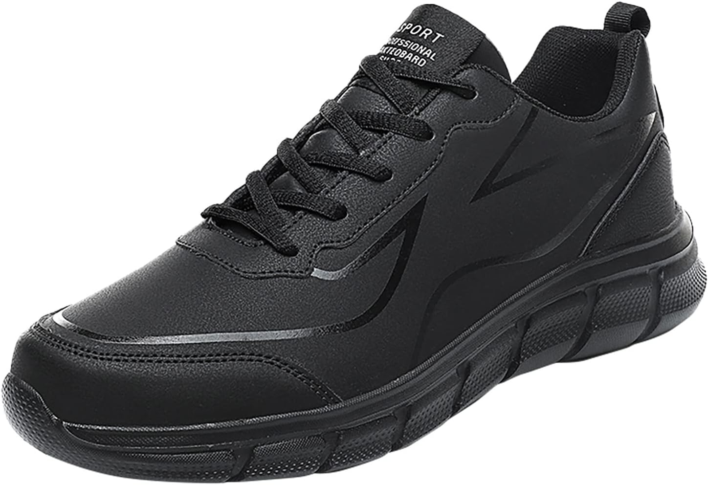 

Мужские слипоны на шнуровке, удобные кроссовки из PU-кожи с эффектом памяти, дышащие, модные, противоскользящие, для путешествий, бега и работы Generic, черный