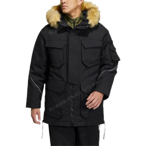 Пуховик Adidas Originals Mid Down Jacket 'Orbit Green Black', зеленый — фото 3