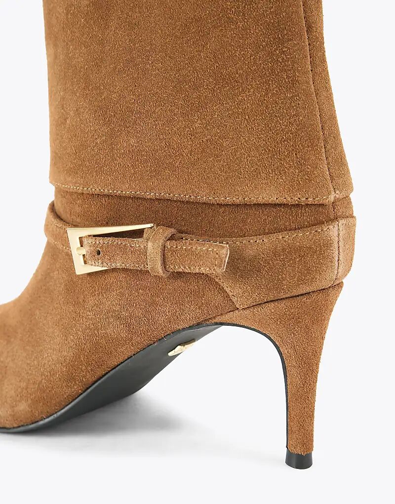 Ботильоны KG Kurt Geiger Trinity средней высоты из замши цвета верблюжьей шерсти — фото 3