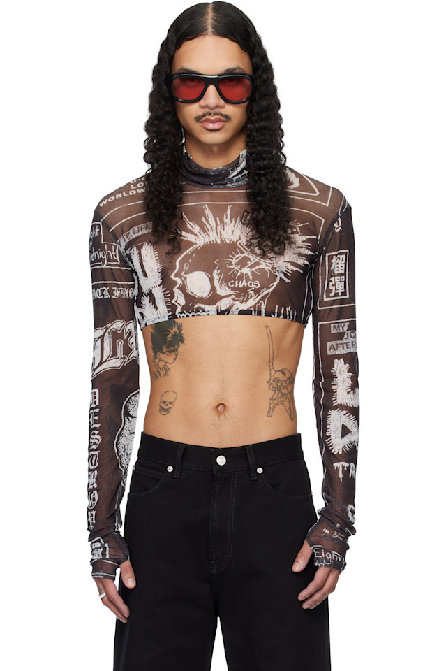 

Lu'U Dan Черный сетчатый укороченный топ с маской