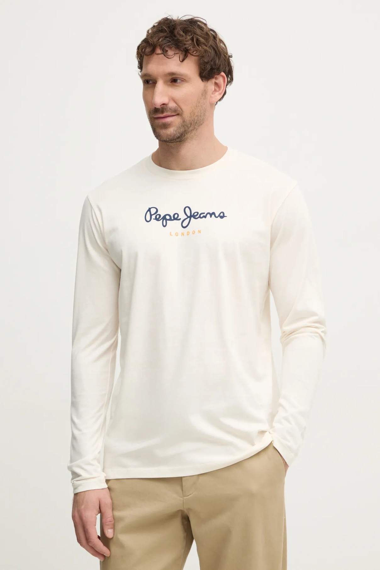 

Футболка Eggo из хлопка Pepe Jeans, бежевый