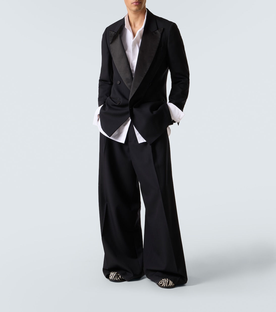 Двубортный пиджак из шерсти и шелка Dries Van Noten, черный — фото 2
