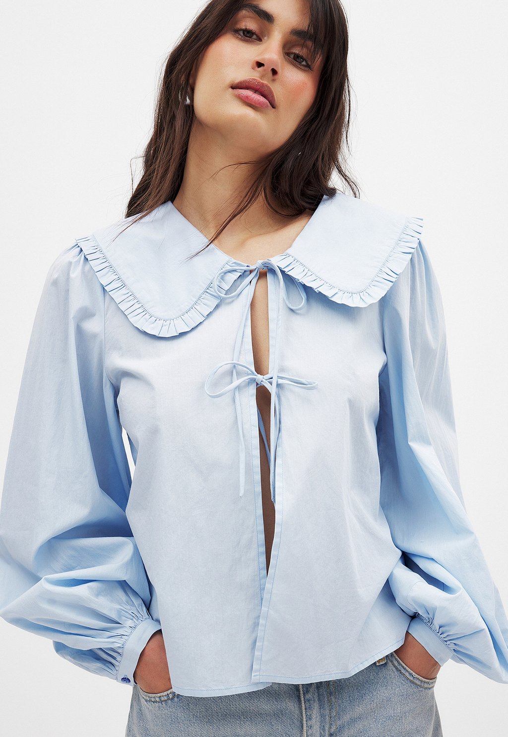 

Блуза FRILL COLLAR NA-KD, синий