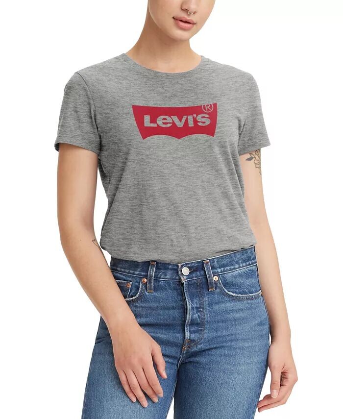 

Женская хлопковая футболка с графическим логотипом Perfect Levi's, серый