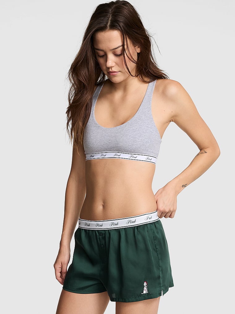 

Шелковые свободные пижамные шорты для сна Pink, lyocell deep forest dog logo