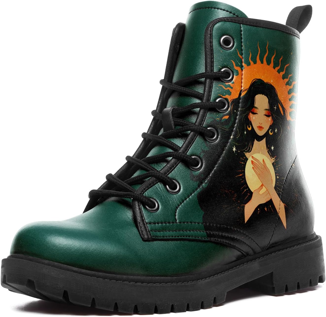 

Женские ботильоны Sun and Moon Fashion, мужские платформенные кожаные ботинки с шнуровкой, подарочные зимние и осенние платьевые ботинки Awsole, зеленый/оранжевый