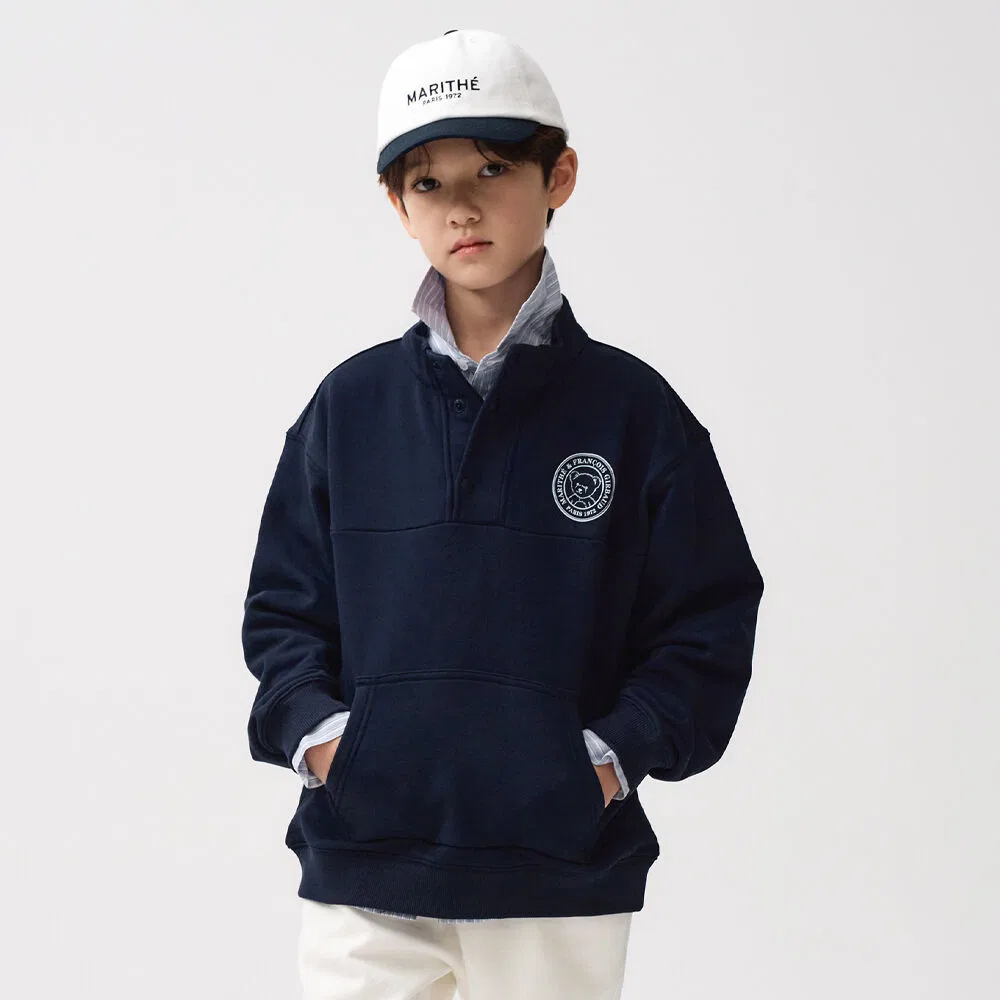 Детский свитшот Kids button halfneck тёмно-синий от Marithé Kids