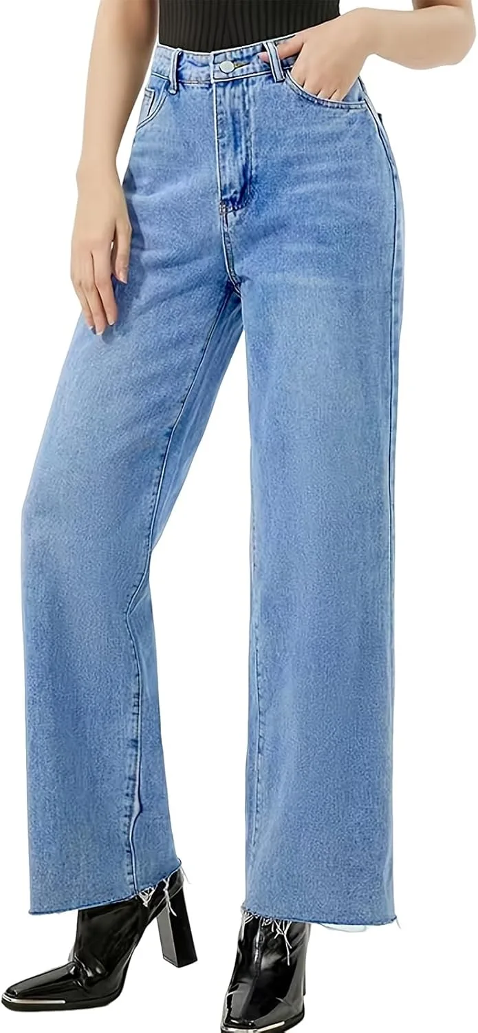 

Джинсы женские High Waist прямые свободные Boyfriend Djeanxa