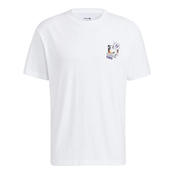 

Футболка Men's adidas neo Cartoon Character Printing Logo Round Neck Short Sleeve White T-Shirt, мультиколор