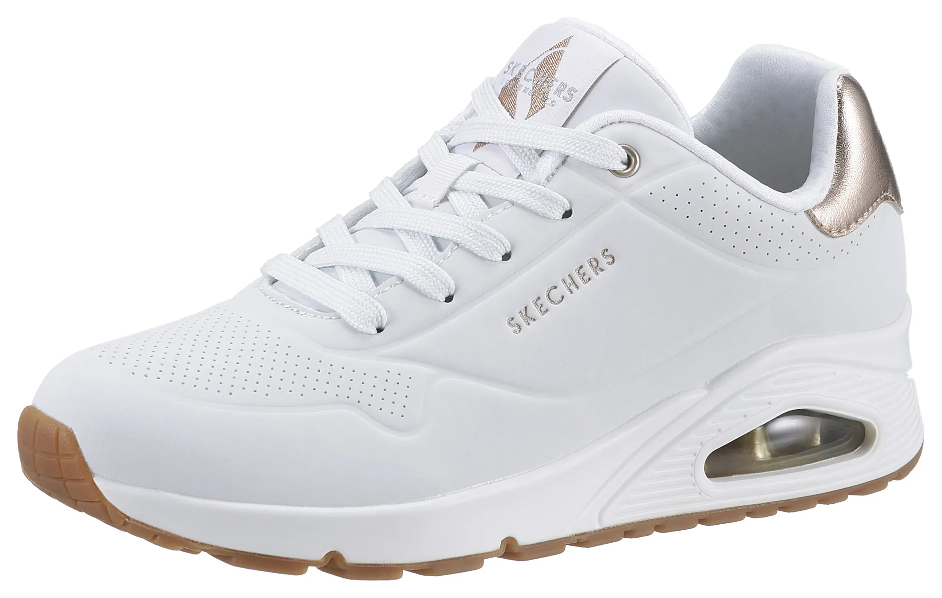 

Кроссовки Skechers "UNO GOLDEN AIR", повседневная обувь, полуботинки, туфли на шнуровке с металлической вставкой, белый