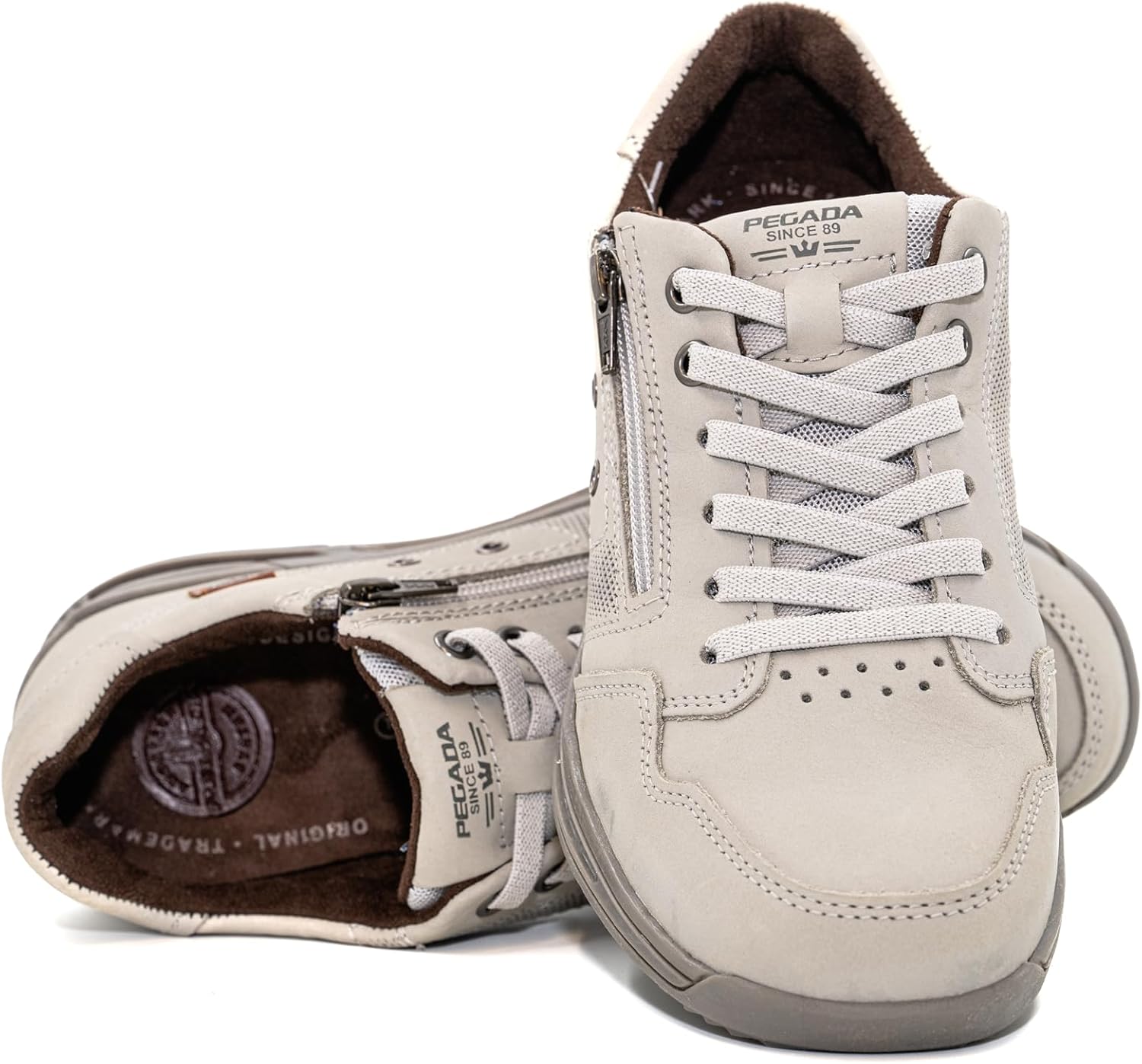 

Мужские повседневные кожаные кроссовки PEGADA, с подошвой из пены с эффектом памяти, современный низкий дизайн, на молнии, спортивные удобные обувь для повседневной носки, модель 111801, Nobuck Oil Gelo