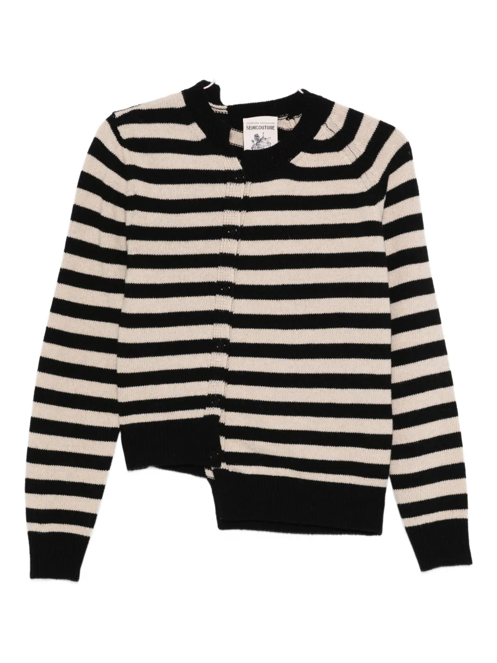 

Полосатый асимметричный кардиган Semicouture, черный