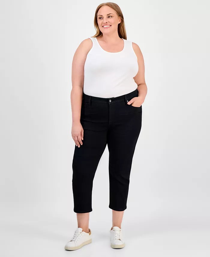 

Джинсы Plus Size со средней посадкой и прямыми щиколотками Style & Co, черный