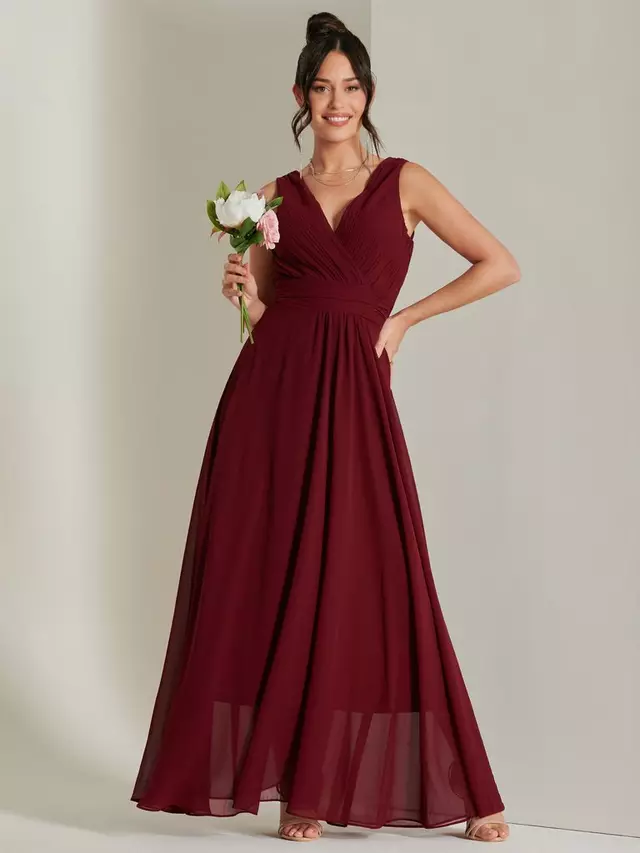 

Платье Jolie Moi Wrap Front Chiffon Maxi, бордовый