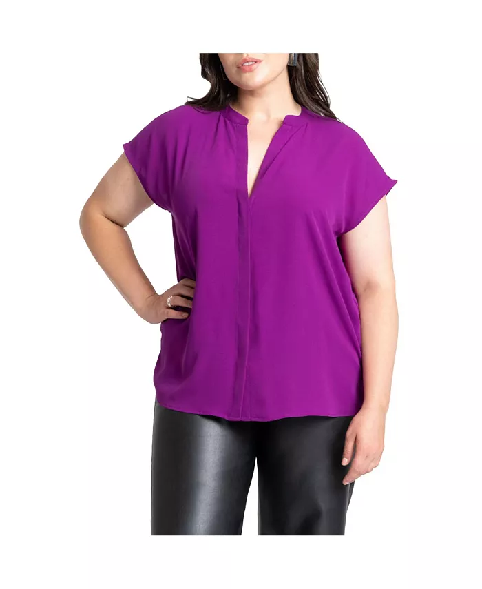 

Женская блузка с воротником-стойкой ELOQUII, фиолетовый