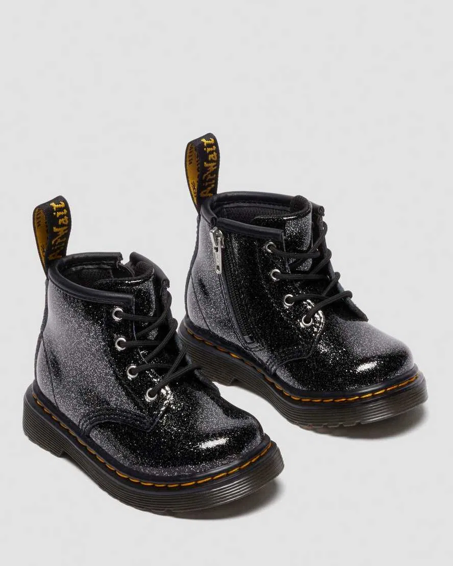 Детские лакированные ботинки 1460 с блестками Dr Martens, черный — фото 3